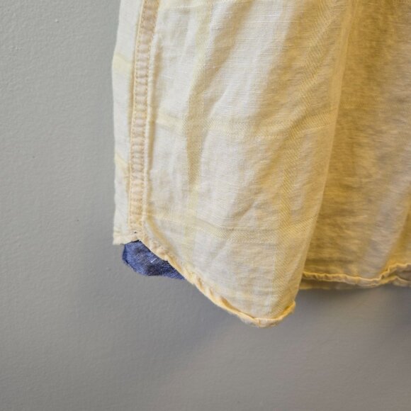Caribbean Mens Short Sleeve Button-Up Shirt Yellow XL Linen & Cotton Blend - Picture 3 of 8